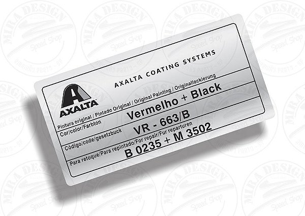 Adesivo Código Cor VERMELHO + BLACK Fiat Axalta