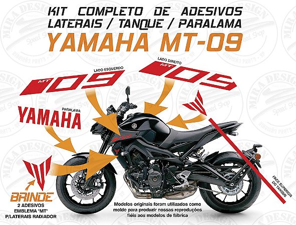 Kit Completo Adesivos Cor VERMELHO P/ Yamaha MT-09 2020