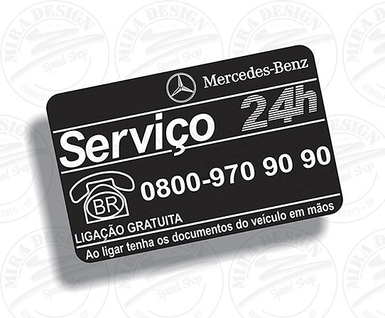 Adesivo SERVIÇO 24H FONE 0800 p/ Caminhões Mercedes Benz