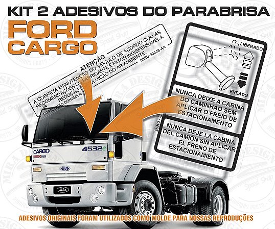 Kit 2 Adesivos p/ Parabrisa FREADO/CORRETA MANUTENÇÃO Ford Cargo