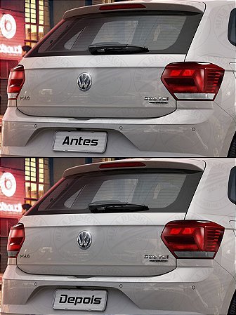 Adesivo Fumê Claro p/ Lanternas Tras VW Polo Hatch 2019 Diante