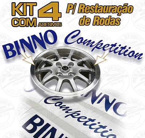 Kit 4 Adesivos BINNO COMPETITION p/ rodas - GRANDE / AZUL