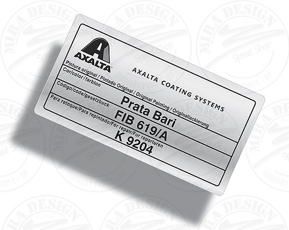 Adesivo Código Cor PRATA BARI Fiat Axalta
