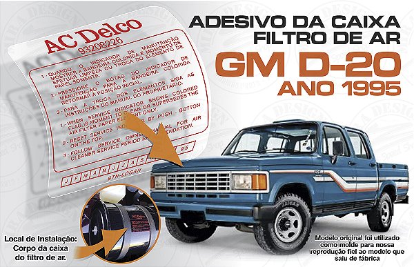 Adesivo Caixa Filtro Ar AC DELCO 93208226 GM D-20 Ano 1995