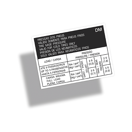 Adesivo Pressão Pneus Chevrolet VECTRA 1997-2005 (G2) DM