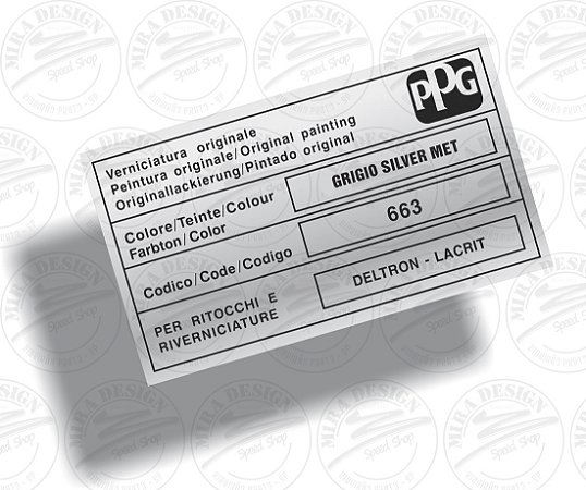 Adesivo Código Cor GRIGIO SILVER MET. FIAT PPG