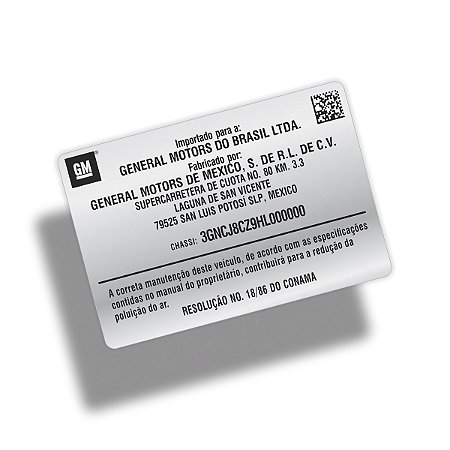 Adesivo GENERAL MOTORS MEXICO Chassi p/ TRACKER MEXICANO 2013-2019