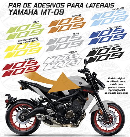 Par de Adesivos PRETO BRILHANTE p/ Laterais Yamaha MT-09 2020 (C/MT)