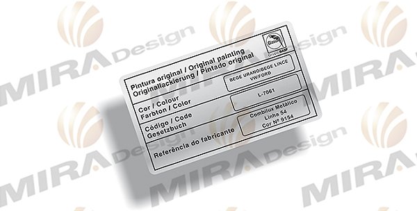 Adesivo Código Cor BEGE URANO / BEGE LINCE VW / FORD GLASURIT