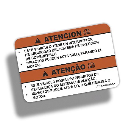 Adesivo ESTE VEÍCULO POSSUI INTERRUPTOR SEGURANÇA p/ Ford