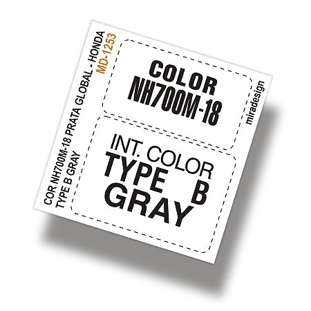 Adesivo Código Cor PRATA GLOBAL NH700M-18 TYPE B GRAY Honda