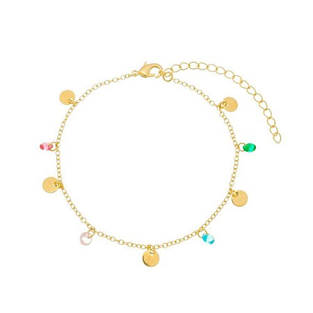 PULSEIRA COM CRISTAIS COLORS E MEDALHAS