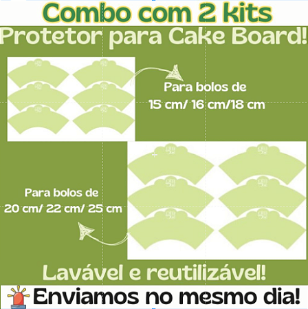 COMBO COM 02 KITS DE BLOQUEADORES/PROTETORES DE CAKE BOARD COM AS 02 OPÇÕES DE TAMANHO