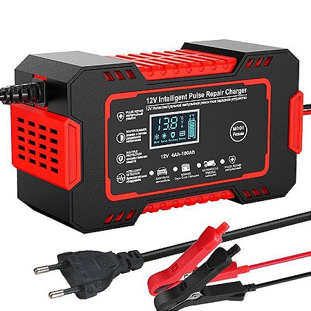 Carregador de bateria 12v de carro com display LCD, 12V, 6A