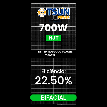 KIT 10 Placa Modulo Energia Solar 700W TSUN N-TYPE 30MM 1000KW MES