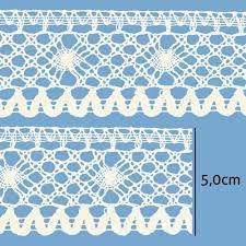 Renda de algodão Ref. 123444  - Peça C/20M - Larg. 5cm Branco