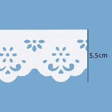 Bordado Prensado Mod.06  - Peça C/10M - Larg. 5,5cm - Branco