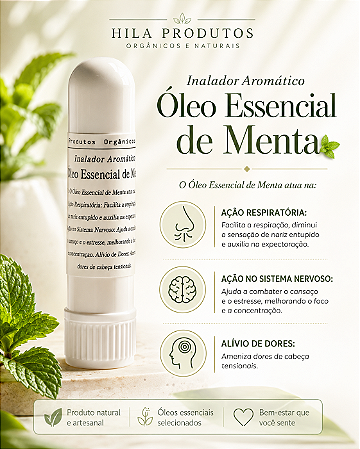 Inalador Aromático Óleo Essencial de Menta