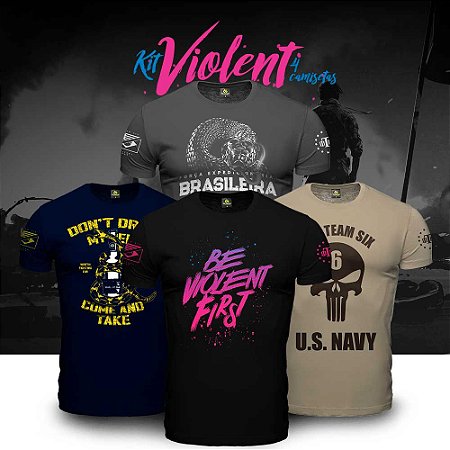 Kit 4 Camisetas Masculinas Violent Team Six