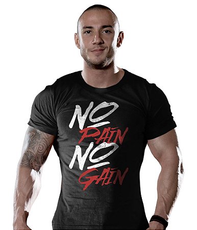 Camiseta Masculina Academia No Pain No Gain Tático Militar TeamSix Brasil