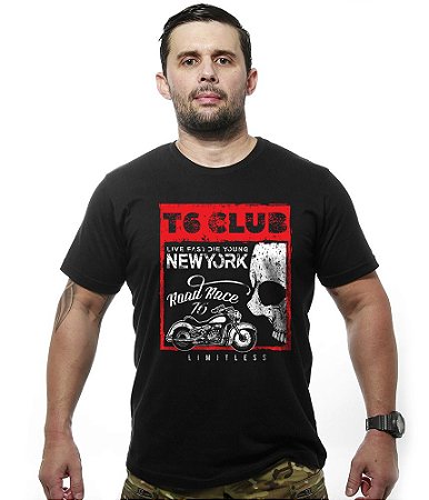 Camiseta Masculina Motorcycle T6 Club New York Tático Militar TeamSix Brasil