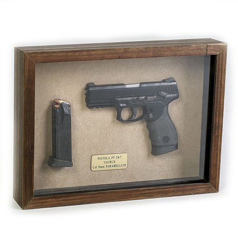 Quadro Retro Pistola PT 24/7 Taurus Calibre 9mm Parabellum Team Six Brasil