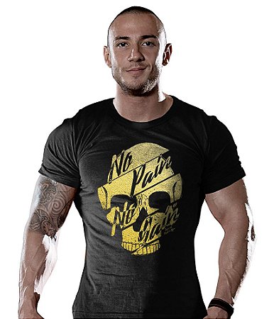 Camiseta Masculina Academia No Pain No Gain Gold Skull Tático Militar TeamSix Brasil