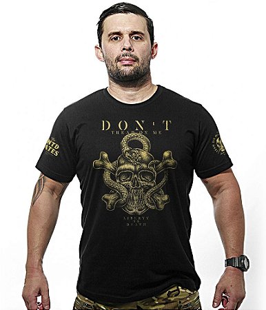 Camiseta Masculina Don't Tread on Me Gold Line