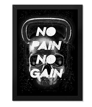 Poster Academia com Moldura Skull No Pain No Gain