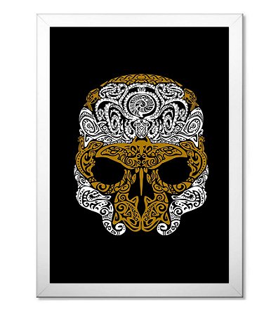 Poster com Moldura Outdoor Golden Skull
