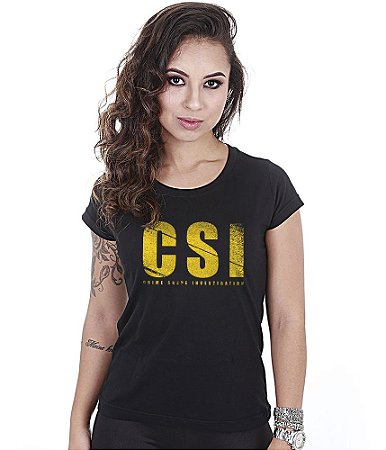 Camiseta Baby Look Feminina CSI Crime Scene Investigation Team Six Brasil