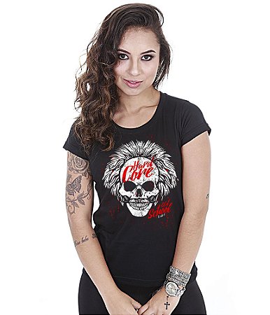 Camiseta Academia Baby Look Feminina Hardcore Skull