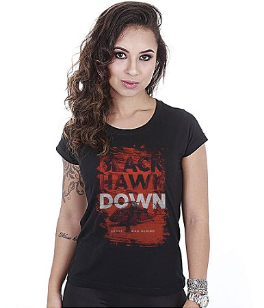 Camiseta Baby Look Feminina Black Hawk Down Team Six Brasil