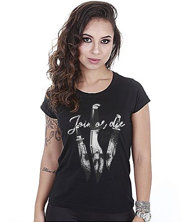 Camiseta Feminina Concept Line Baby Look Tactical Knife Join Or Die