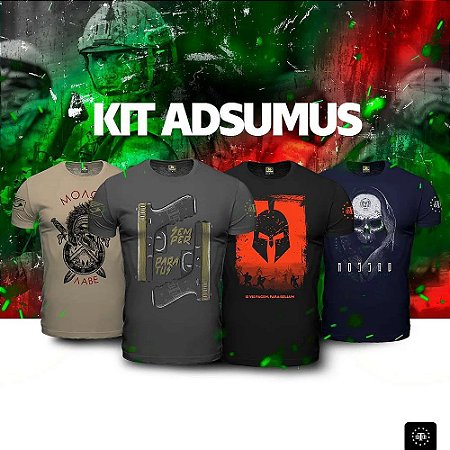 Kit 4 Camisetas Masculinas com Estampa Adsumus Team Six