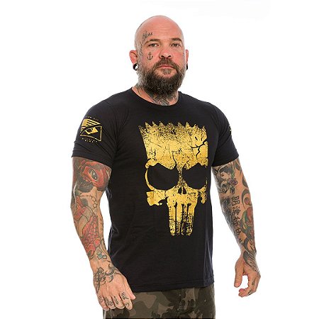 Camiseta Masculina Punisher Bart Gold Line