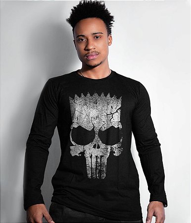 Camiseta Manga Longa Punisher Bart Masculina