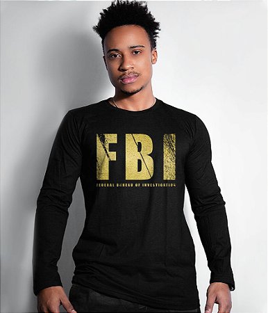Camiseta Militar Manga Longa FBI Gold Line