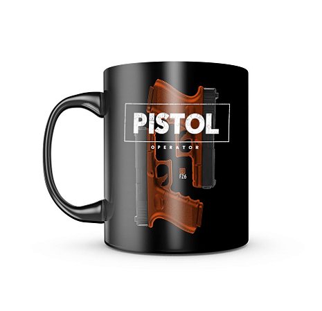 Caneca de Porcelana Dark GUFZ6 Glock Pistol Operator Team Six Brasil