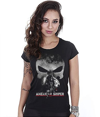 Camiseta Baby Look Feminina GUFZ6 American Sniper Team Six Brasil