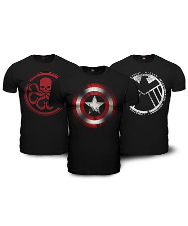 Kit 03 Camisetas Avengers