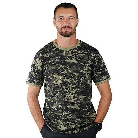 Camiseta Masculina Soldier Camuflada Digital Pântano Bélica