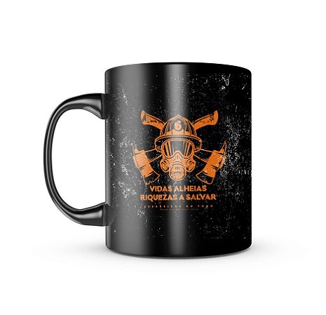 Caneca de Porcelana Dark Militar Bombeiros Vidas Alheias Riquezas a Salvar