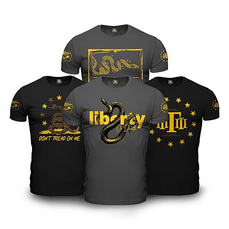 Kit Liberty Mamba Negra 4 Camisetas Masculinas s e Militares