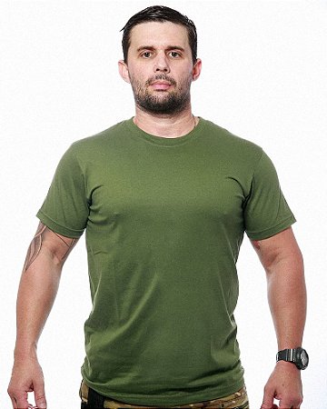 Camiseta Masculina Básica Lisa Verde 100% Algodão