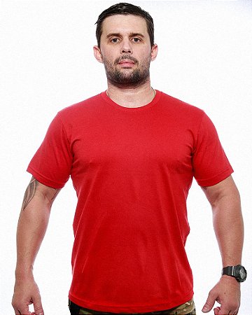 Camiseta Básica Lisa Team Six Vermelha Tático Militar 100% Algodão