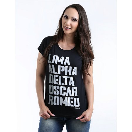 Camiseta Militar Baby Look Feminina Lador Lima Alpha Delta Oscar Romeo Team Six