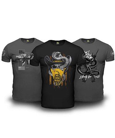 Kit 3 Camisetas Masculinas Magnata Don't Tread On Me