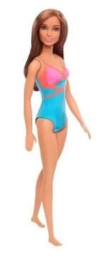 Barbie Moda Praia Morena Maiô Azul