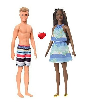 Boneca Barbie Negra E Ken Namorados Réveillon Copacabana